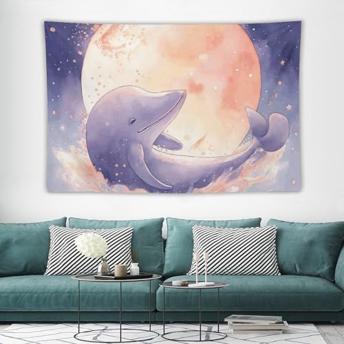 Tapisserie murale pour habiller grands murs, WSOIHFEC baleine sur nuages légère et douce