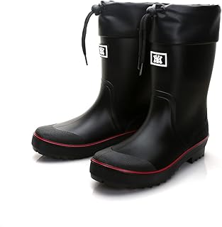 Rain Boots for Men, Waterproof PVC Rubber Boots Mens Garden Boots, Comfort Mid-Calf Lightweight Adjustable Raining Shoes, Elastic Chelsea Ankle Rain Boots Fishing Shoes for Yard Farm Outdoor Work