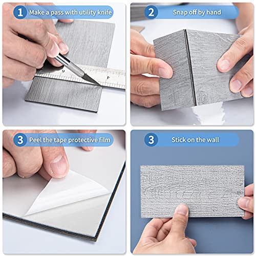 Art3D 32-Piece Peel And Stick Tile Backsplash For Kitchen Bathroom, 3In. × 6In. Stick On Subway Tile Distressed Wood Plank #TOP4