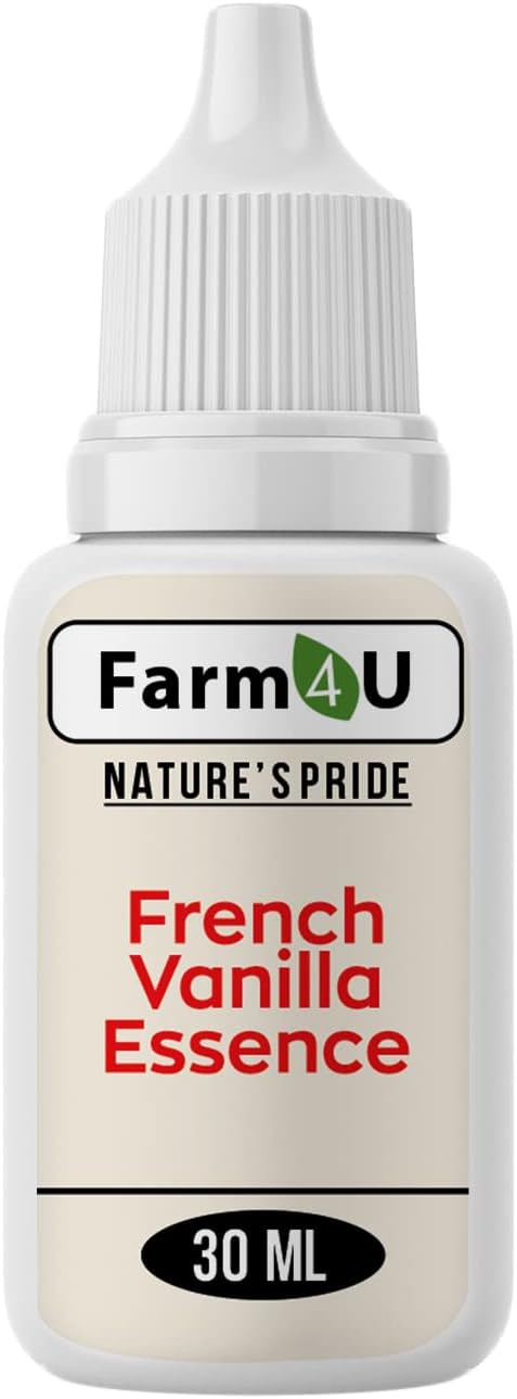 FARM4U French Vanilla Flavour Baking Essence for Cake, Ice-Cream, Chocolates, Milkshakes- 30ML ( Use 2-3 Drops Essence for 250 Grm Cake)