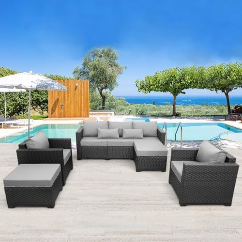 Rattaner Outdoor Wicker Furniture Couch Set 5 Pieces Patio Furnit...
