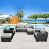 Rattaner Outdoor Wicker Furniture Couch Set 5 Pieces Patio Furniture Sectional Sofa with Grey No Slip Cushions and Waterproof Covers