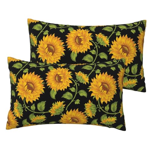Housses de coussin tournesol en lin synthétique pour déco salon chaleureuse - 2