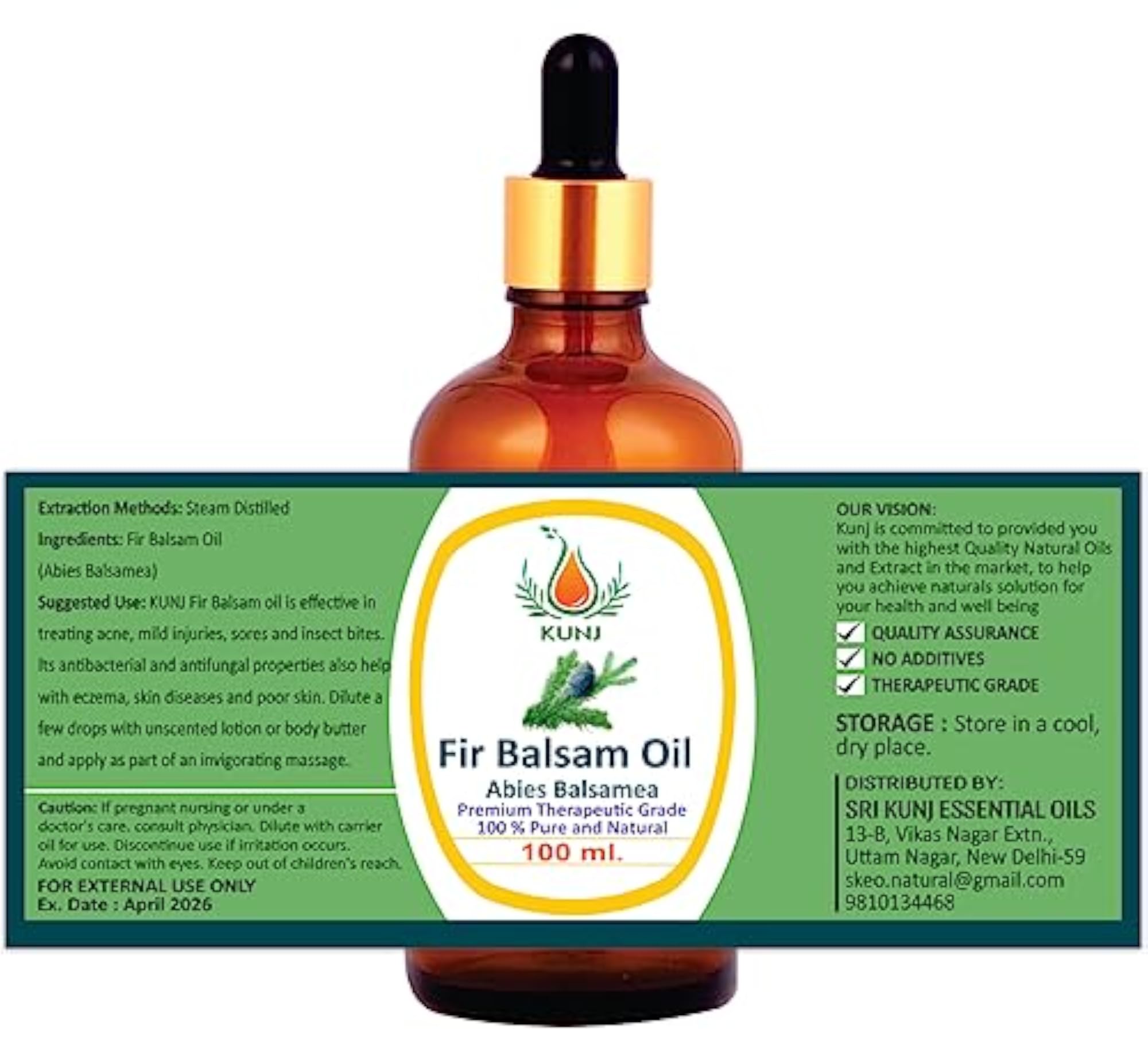 KUNJ Fir Balsam Essential Oil, 100% Pure & Natural