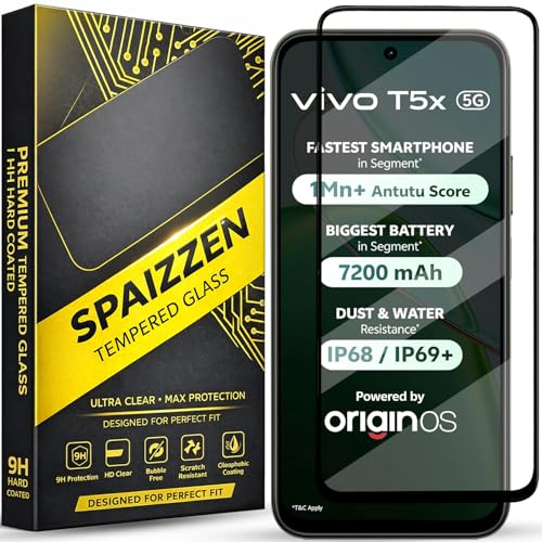 Image of Military-Grade Tempered Glass Screen Protector Compatible for vivo T5x 5G / Vivo T5X with Edge to Edge Coverage and Easy Self Installation kit