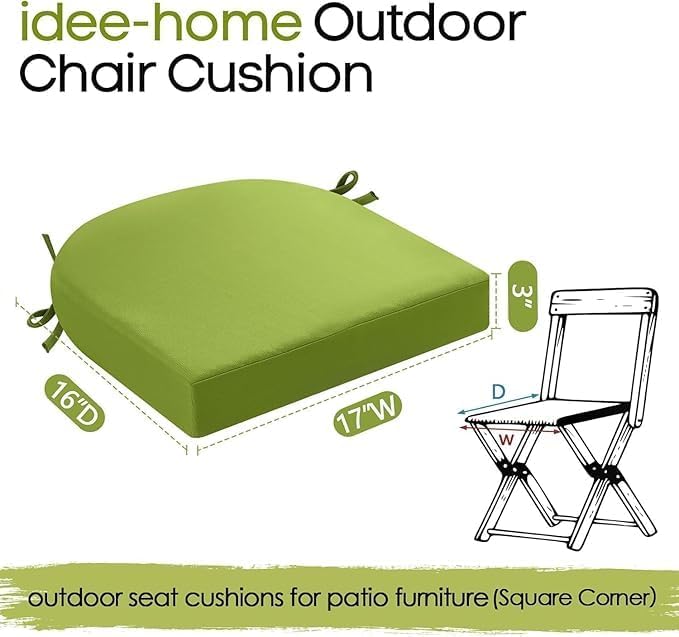 Image of D-8 Chair Solid Seat Cushion for Chair, Waterproof, Indoor and Outdoor, Comfortable Foam Cushions (Round Corner,Green) (Set-2) (Cushion Thinkness 5cm)