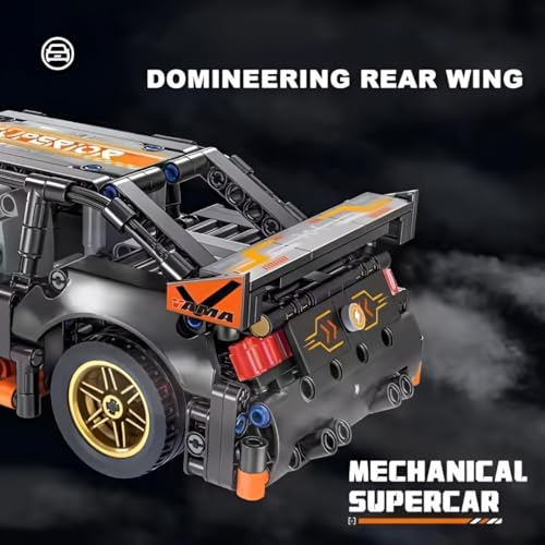 Image of Supercar Building Blocks Set, Pull Back Racing Car Construction Toy, DIY Sports Car Model Kit, STEM Learning Gift for Kids Boys Girls