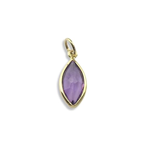 Miniatura 3 de Amethyst Pendant 10x5 Marquise Handmade In 14k Yellow Gold