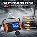14800mWh Emergency NOAA Weather Alert Radio: Hand Crank Solar Portable Radio with Battery Operated, LCD Display, AUX Music Play, Flashlight, SOS Alarm, Emergency Phone Charger for Outdoor Emergency