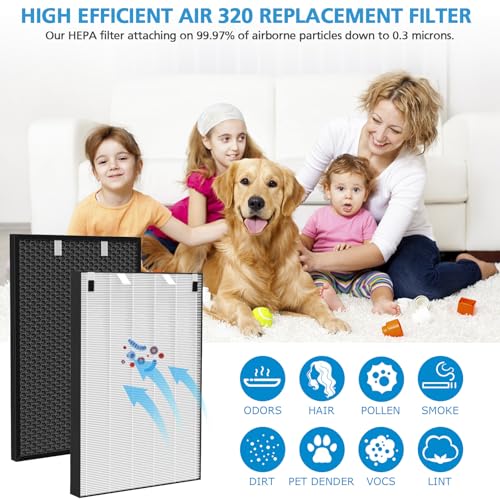 Air 320 Filter Replacement Compatible with Bissell Air320 Air220 2609A, Include 1 Pack 2678 HEPA Filter, 1 Pack Pre Filter, 1 PC 2677 Replacement Carbon Filter, Compare Part 2677,2678,2804 by iSingo - Image 8