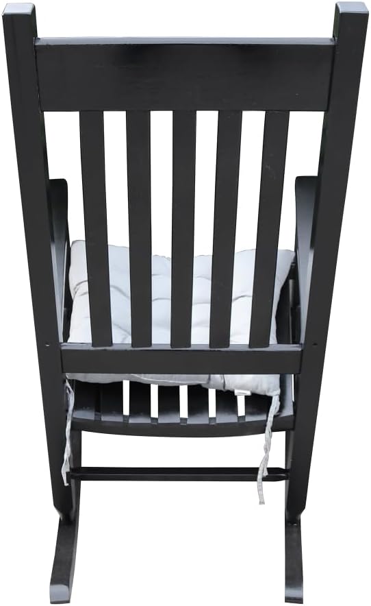 Wooden Porch Rocker Chair, White (Black + Solid Wood)