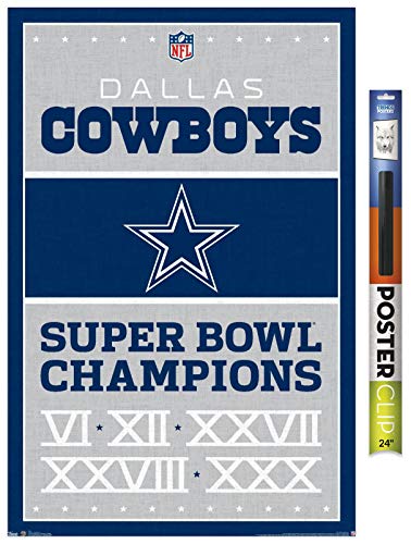 Trends International NFL Dallas Cowboys-Champions 13 Wall Poster, 22.375 in x 34 in, Poster & Clip Bundle