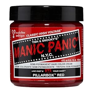 MANIC PANIC Pillarbox Red Hair Dye – Classic High Voltage – Semi Permanent Bright Fire Engine Red Hair Color – Vegan, PPD & Ammonia-free (4oz)