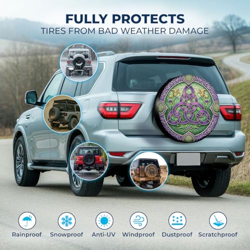 Image of GENANY Floral Print Father's Day PVC Spare Tire Cover for RV Trailer, Waterproof, Size 18 Fits 33-35 Inch
