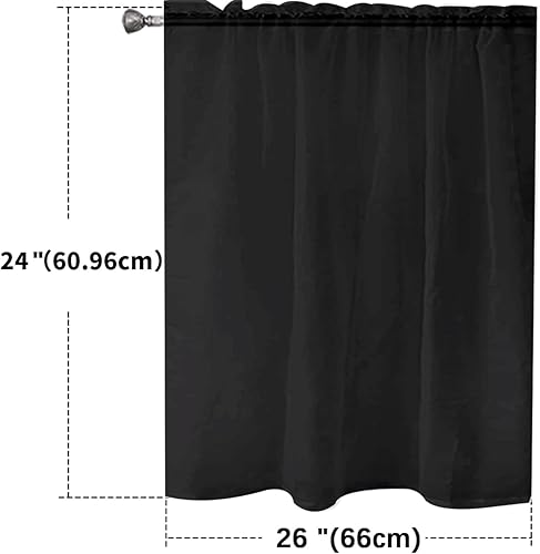 Miniatura 2 de SpaceDresser Paneles de cortina básica de gasa transparente con bolsillo para barra, color negro, 1 par de 2 paneles de 26 pulgadas de ancho y 24