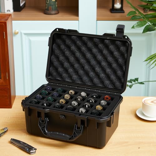Image of Bucherry 24 Folding Knife Case Waterproof Pocket Knife Holder Hard Sided Knives Storage Box Lockable Protective Travel Storage Organizer for Folding Knives Collection
