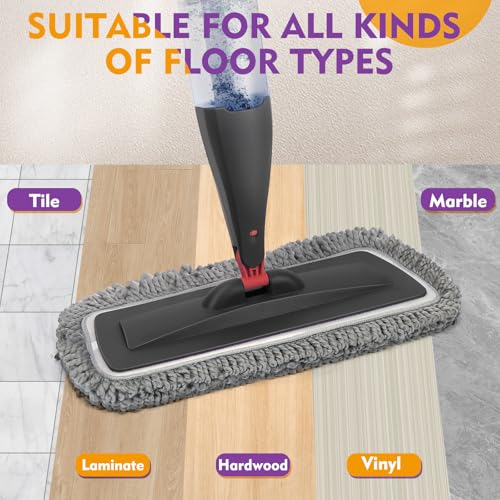 Image of Spray Mop for Floor Cleaning with Washable Pads, Microfiber Wet Mops with 800 ml Refillable Bottle,Reusable Dust Mops with Sprayer for Hardwood Laminate Vinyl Tile Cleaning