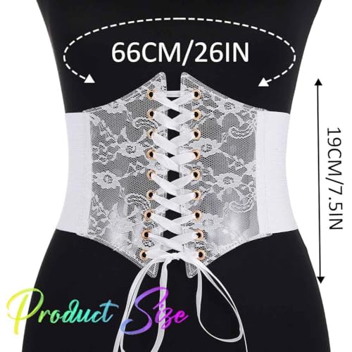 COSYDAYS Lace Corset Belt Black Wide Elastic Waist Belts Tied Waspie Corset for Women4