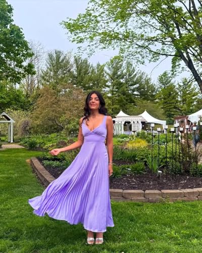 Spaghetti Strap Satin Bridesmaid Dresses Pleated V Neck A Line Formal Wedding Guest Dress4