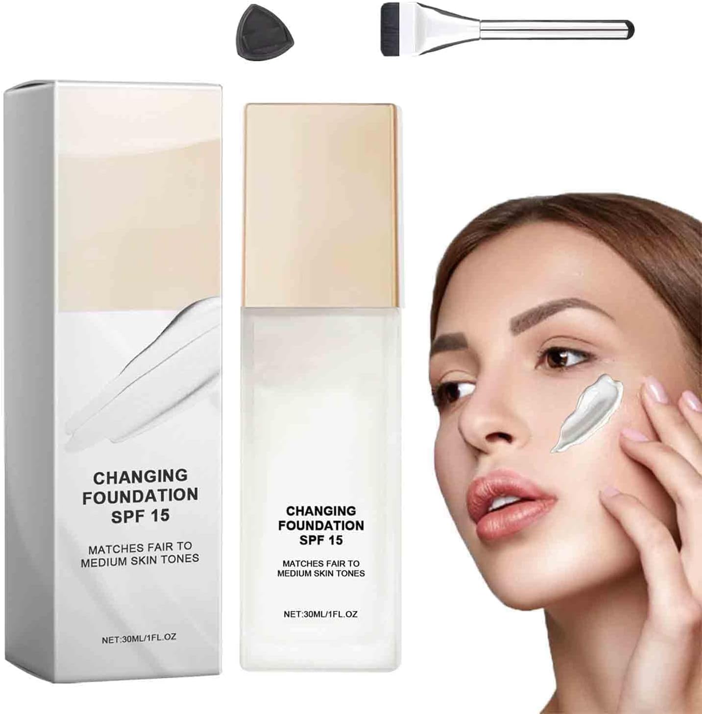 Color Changing Foundation, Skye Color Changing Magic Foundation, All Day Flawless Warm Skin Tone BB Cream Makeup Base Concealer for All Skin SPF15