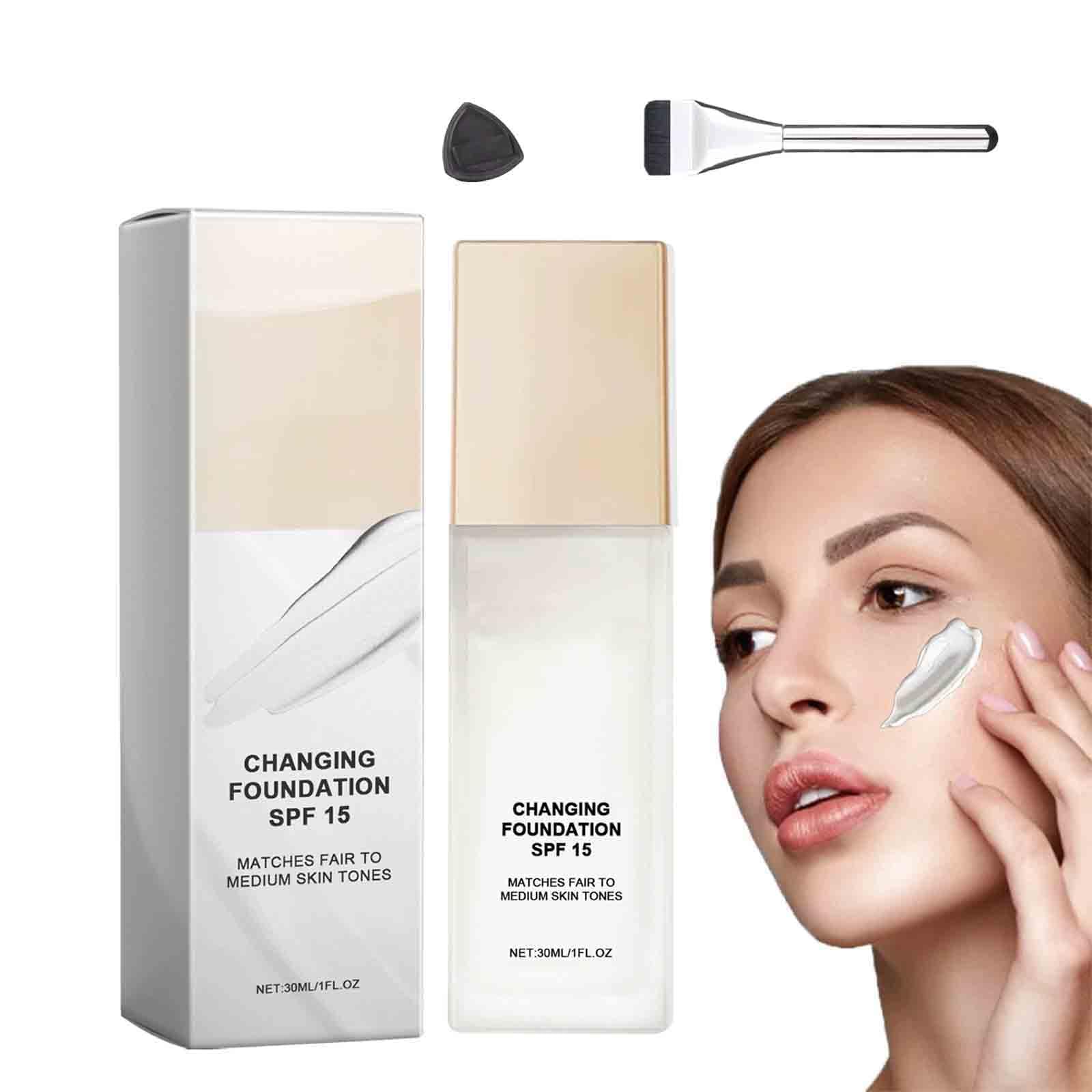 Color Changing Foundation, Skye Color Changing Magic Foundation, All Day Flawless Warm Skin Tone BB Cream Makeup Base Concealer for All Skin SPF15