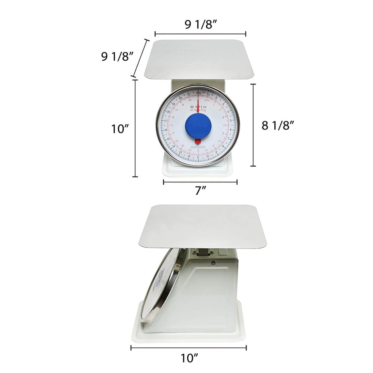 TrueCraftware- 22 lb. Mechanical Kitchen Flat Platform Weighing Food Scale- Heavy Duty Portion Control Mechanical Kitchen and Food Scale Industrial Dial Scale for Kitchens and Restaurants