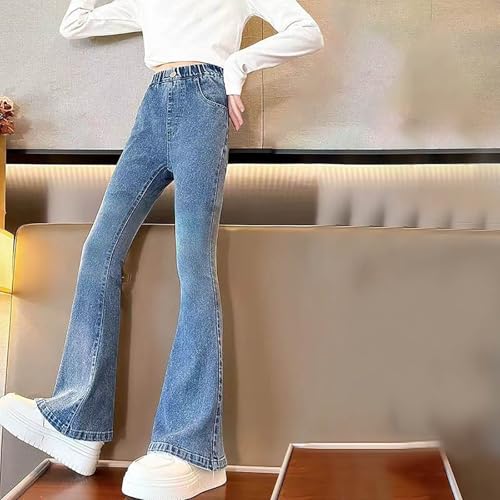 wodceeke Girls Flare Jeans Wide Leg Stretch Denim Pants High Waisted Bell Bottom Boyfriend Jeans for Kids 5-15 Years3