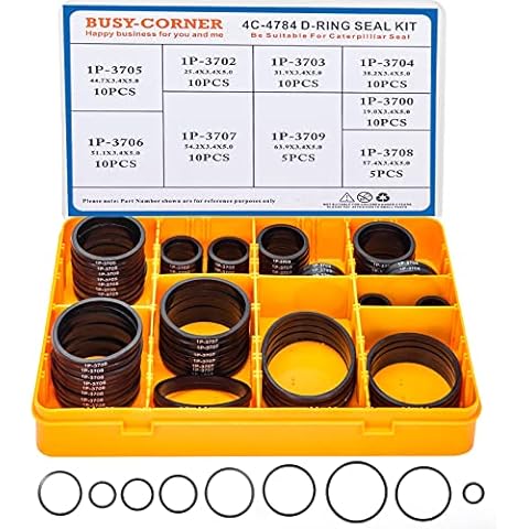BUSY-CORNER 4C-4784 Print D-Ring Kit, Nitrile 90, Hydraulic Hose Fitting Drings, Fits CAT Caterpillar Excavator 2701535 4C4784 Replacement Cover