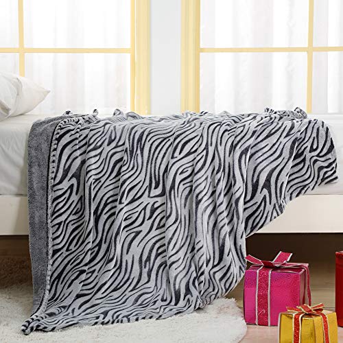 Sochow Uragiri Flannel Fleece Throw Blanket, Lightweight Super Soft Cozy Plush Bed Blanket, 60 X 80 Inches, Black Zebra #TOP5