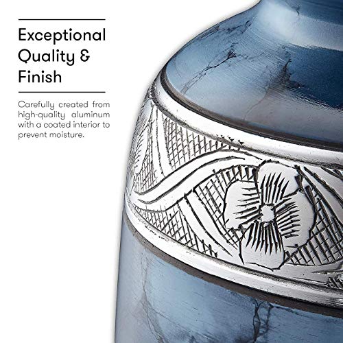 Cremation Urn for Ashes, for Adults up to 300lbs, Blue Funeral Burial Urns w/Satin Bag for Human Ashes - Thumbnail 5