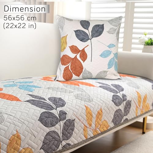 Image of HOKIPO Printed Cushion Cover 22x22 in, Multicolor Leaves