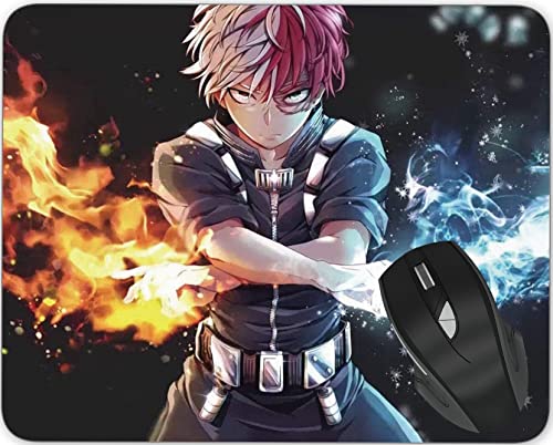 Gaming Mouse pad, Cute Rectangular Waterproof Mousepad, Round Waterproof Mouse mat, Non-Slip Rubber Base Keyboard Pad, Suitable for Girls and Ladies Office, Home Laptop, Travel (My Hero Academia)