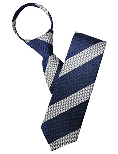 H2H Mens Fashion Comfortable Zipper Stripe Patterned Neck Tie Navy (KMANT0124)