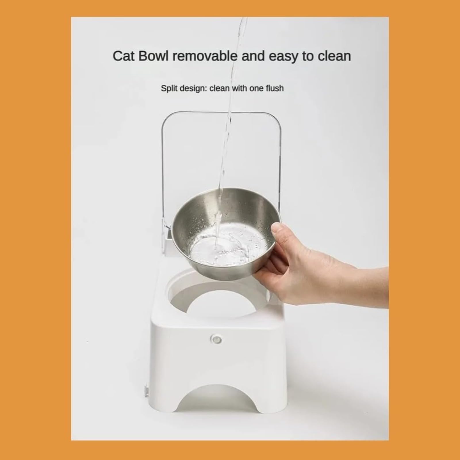 Intelligenter Futternapf für Katzen, Schüssel aus Edelstahl 304, 330 ml, geneigtes Design mit Staubschutz, wiederaufladbar