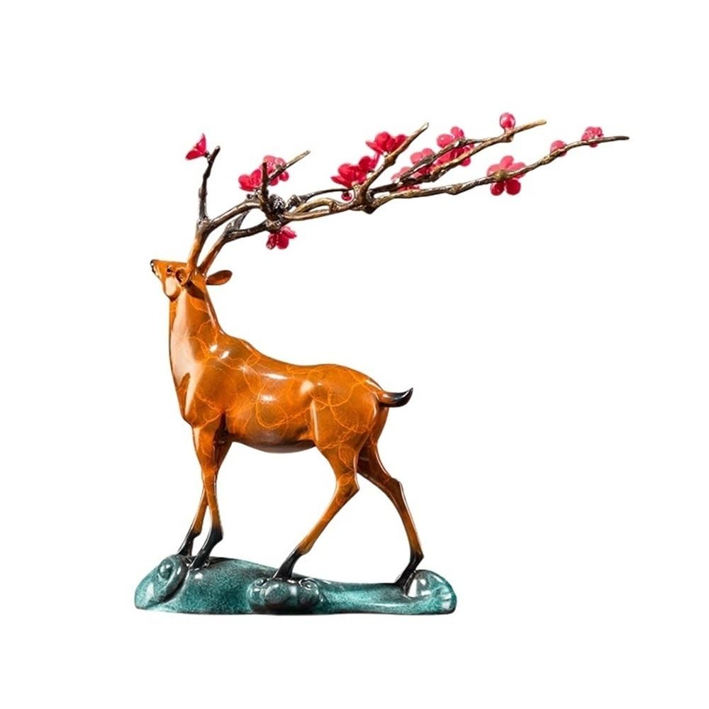 Bronze Living Room Ornaments Creative Copper Sika Deer Ornaments Chinese Handicrafts Home Living Room Office Decorations Handmade Statues Ornaments to Attract Wealth