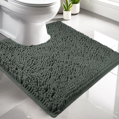 LUSCHEER Absorbent Chenille WC Toilet Rug Non-Slip U Shape P