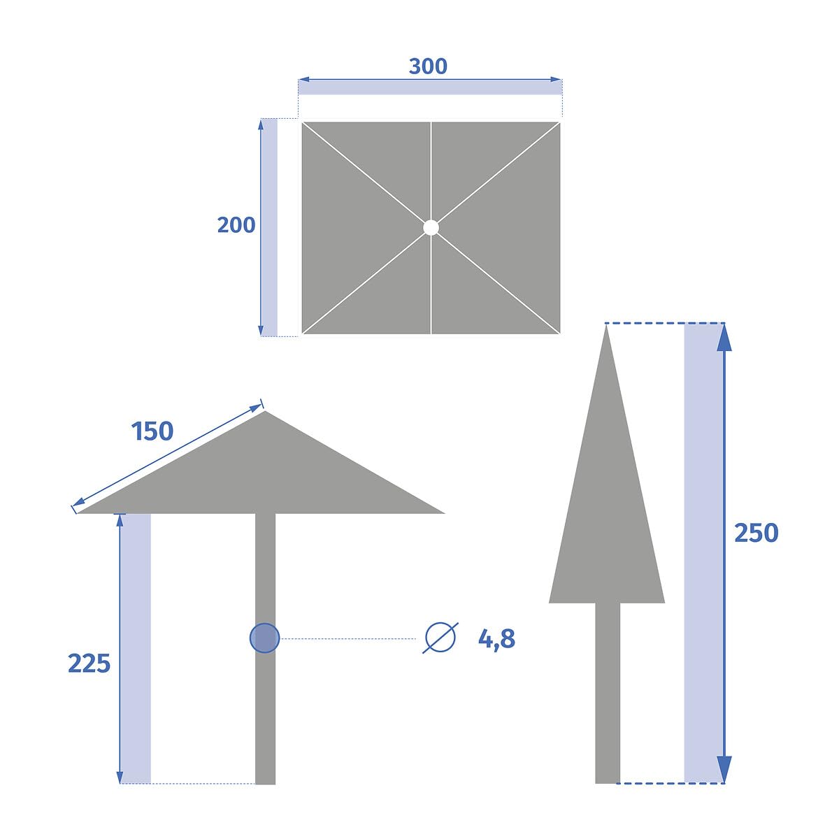 Hespéride - Parasol Droit Rectangle Loompa - 3x2m - Protection UV, Toile Amovible Déperlante et Inclinable - Structure Acier Traité Antirouille