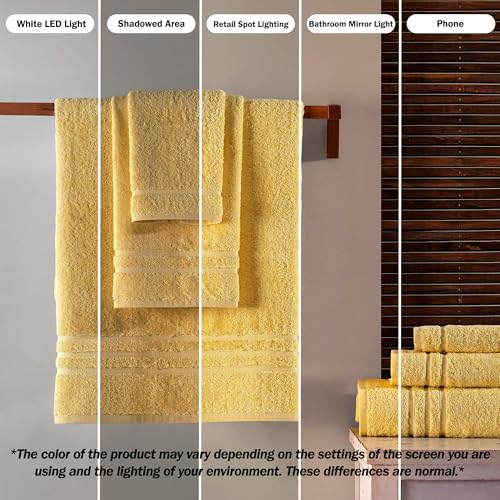 Image of Hawmam Linen Yellow Bath Towels 4 Pack Soft and Absorbent, Premium Quality Perfect for Daily Use 100% Cotton Towel 600 GSM