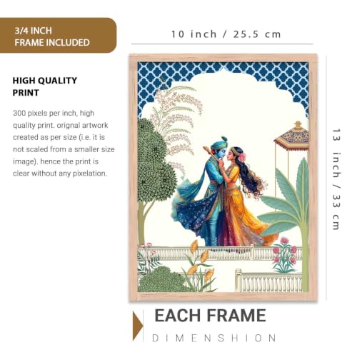 Image of kotart Framed Wall Painting for Home Room Bedroom Office Wall Decor|Traditional Indian Wall Art Madhubani Paintings for Living Room|set of 6 (C, 10x13 inch)