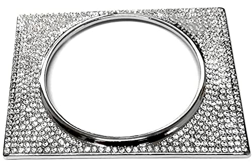 NIUHURU Compatible with 2019-2021 Lexus RX350 RX450 Bling Accessories Car Interior Watch Clock Rhinestone Decals cover (Silver, for RX 2019-2021 without 2 holes)