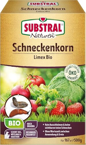 Substral Naturen Schneckenkorn Limex Bio 500g für 167 m natürliches regenfestes Ködergranulat zur Schneckenbekämpfung