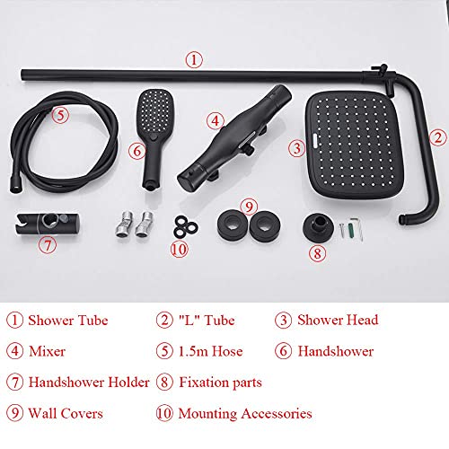 Robinet de douche thermostatique chromé haut de gamme avec ensemble de douche complet mural