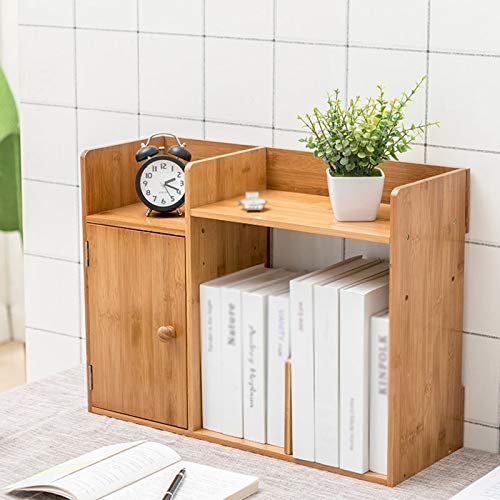 Étagère de bureau en bambou véritable avec tiroirs multicouches élégants - 3
