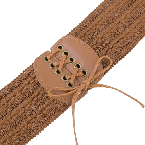 Women's Lace-up Tied Stretchy Corset Belts, Vintage Elegant Elastic Cinch Waistband for Costume Dress Coat2