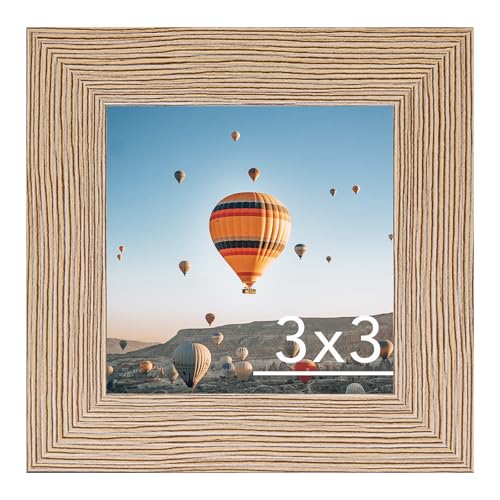 Image of JCJMY 3x3 Picture Frame for Tabletop, 3 x 3 Square Photo Frame with Shatter Resistant Plexiglass, Sturdy 3 by 3 Poster Frame, Rustic Brown