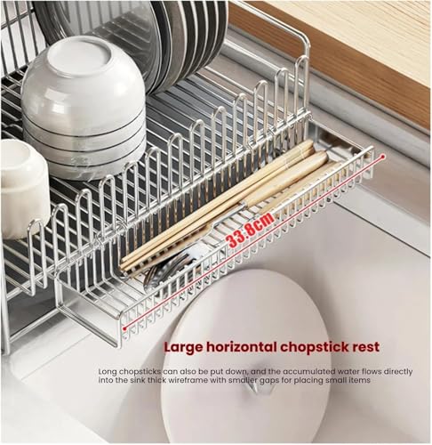 Stainless Steel Dish Drying Rack with Cutting Board Holder - Space-Saving Kitchen Dish Drainer & Drainboard 40x30x18cm Ideal for Home nization & Countertop Efficiency - Image 5
