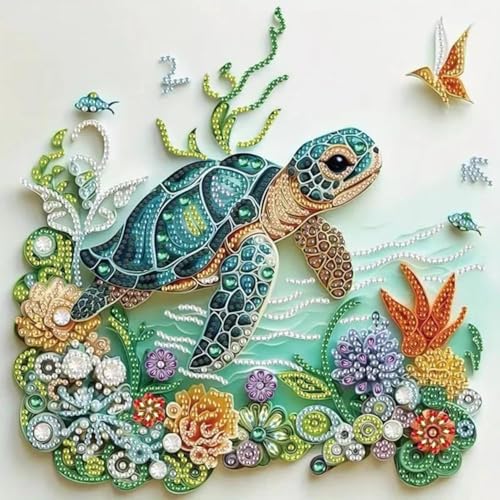 JETANI Sea Turtle Animal Special Shape Diamond Art Kits for Adults,5D Diamond Painting Kits for Beginner,DIY Diamond Crystal Rhinestones Painting Kits for Home Wall Decor Gift (30 X 40 cm) (SEA TURTLE)