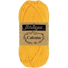 Scheepjes Catona 50 g Cotton Yarn, Color 208 Yellow Gold, 1 Ball