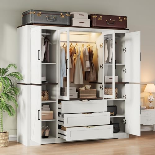 Concho 73 Farmhouse Wardrobe with Drawers and LED