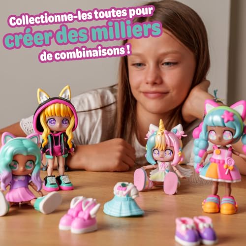 Bandai Animakii Lollipop et Bubblegum Coffret Poupée Personnalisable 1 Poupée 4 Visages 2 Coiffures 2 Tenues 2 Paires de Chaussures Jouet Créatif et + HEA26351 - vue 3